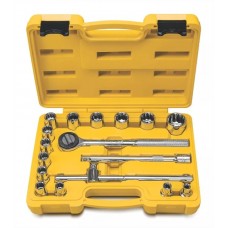 Jogo de Soquetes Estriados 1/2" com Catraca e Extensor 8 a 32mm 